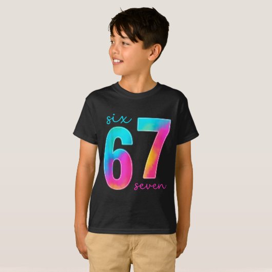Funny Six Seven 6 7 Meme Gen Alpha Slang 67 Kids  Tシャツ (正面フル)