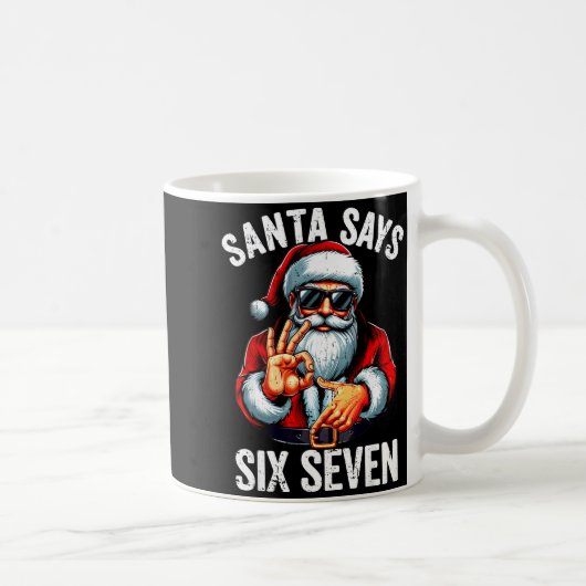 Funny Six Seven 6 7 Meme Gen Alpha Slang 6 7 Santa コーヒーマグカップ (右)