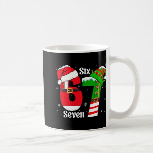 Funny Six Seven 6 7 Meme Gen Alpha Slang Santa Elf コーヒーマグカップ (右)
