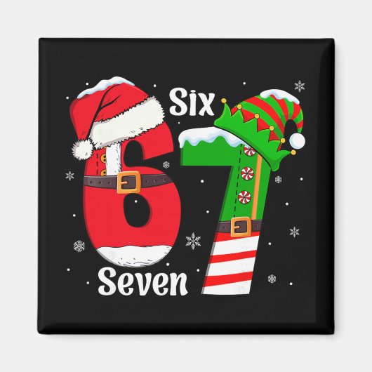 Funny Six Seven 6 7 Meme Gen Alpha Slang Santa Elf マグネット (正面)