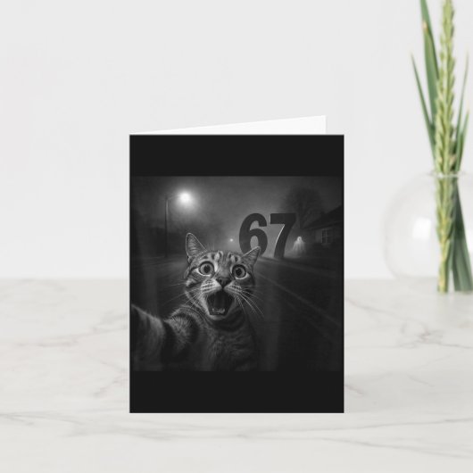 Funny Six Seven 6 7 Meme Gen Z Alpha Slang Cat Sel カード (正面)