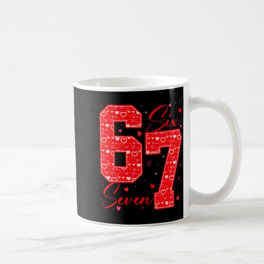Funny Six Seven 6 7 Meme Hearts Cud Valentine's Da コーヒーマグカップ (右)
