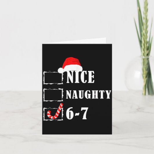 Funny Six Seven 6-7 Meme Nice Naughty 67 Christmas カード (正面)