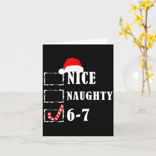 Funny Six Seven 6-7 Meme Nice Naughty 67 Christmas カード (黄色い花)