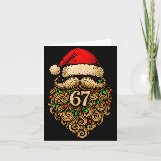 Funny Six Seven 6 7 Meme Santa Beard Christmas Men カード (正面)
