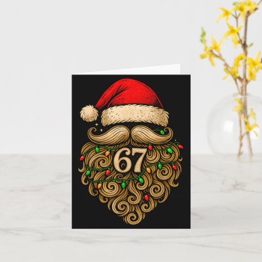 Funny Six Seven 6 7 Meme Santa Beard Christmas Men カード (黄色い花)