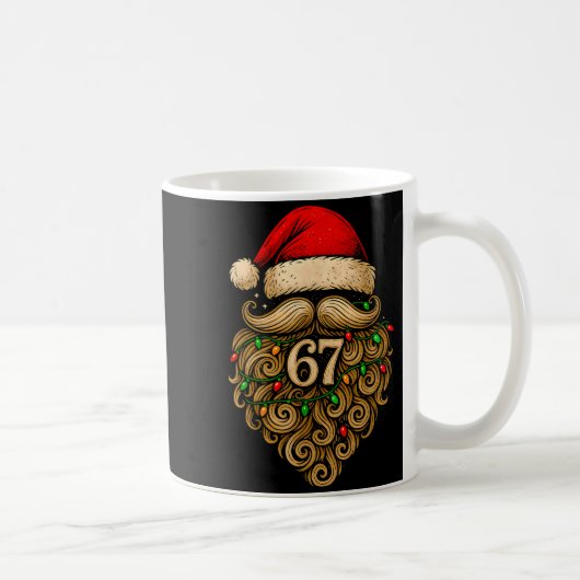 Funny Six Seven 6 7 Meme Santa Beard Christmas Men コーヒーマグカップ (右)