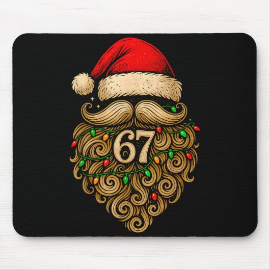 Funny Six Seven 6 7 Meme Santa Beard Christmas Men マウスパッド (正面)
