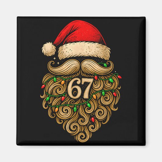 Funny Six Seven 6 7 Meme Santa Beard Christmas Men マグネット (正面)
