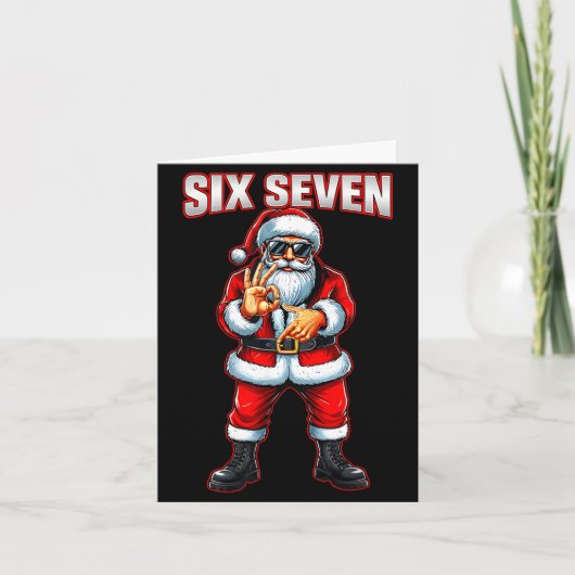 Funny Six Seven 6 7 Meme Santa Christmas Shirt Men カード (正面)