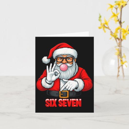 Funny Six Seven 6 7 Meme Santa Christmas Shirt Men カード (黄色い花)