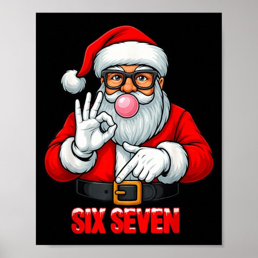 Funny Six Seven 6 7 Meme Santa Christmas Shirt Men ポスター (正面)