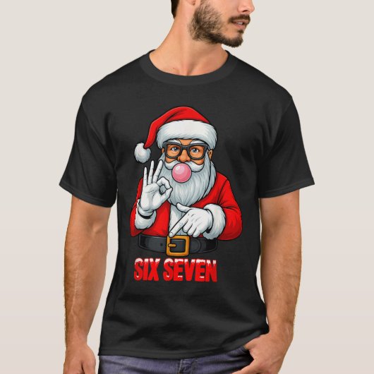 Funny Six Seven 6 7 Meme Santa Christmas Shirt Men Tシャツ (正面)
