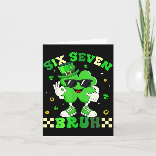 Funny six seven 6 7 meme st patricks day shamrock カード (正面)