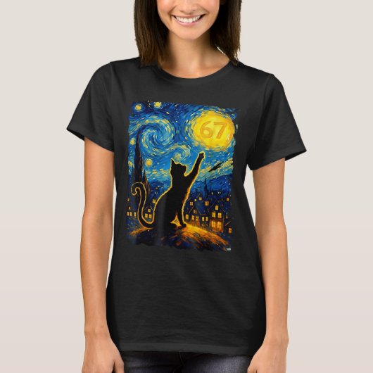 Funny Six Seven 6 7 Meme Starry Night Van Gogh Bla Tシャツ (正面)