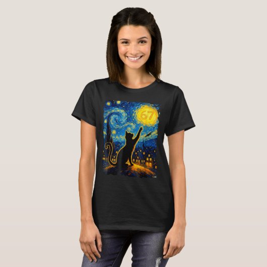 Funny Six Seven 6 7 Meme Starry Night Van Gogh Bla Tシャツ (正面フル)