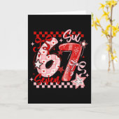 Funny Six Seven 6 7 Meme Valentine Girl  カード (黄色い花)