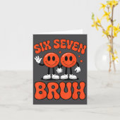 Funny Six Seven 6 7 Meme Valentine Hearts Valentin カード (黄色い花)