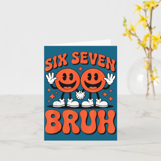 Funny Six Seven 6 7 Meme Valentine Hearts Valentin カード (黄色い花)