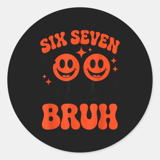 Funny Six Seven 6 7 Meme Valentine Hearts Valentin ラウンドシール (正面)