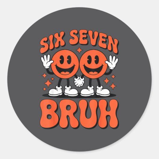 Funny Six Seven 6 7 Meme Valentine Hearts Valentin ラウンドシール (正面)