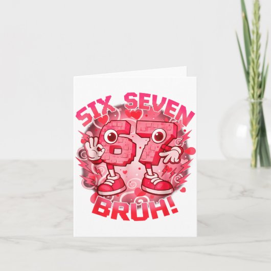 Funny Six Seven Bruh 67 Brainrot Meme Valentine's  カード (正面)