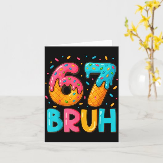 Funny Six Seven Bruh 67 Ice Cream Drip Men Boys Ki カード (黄色い花)