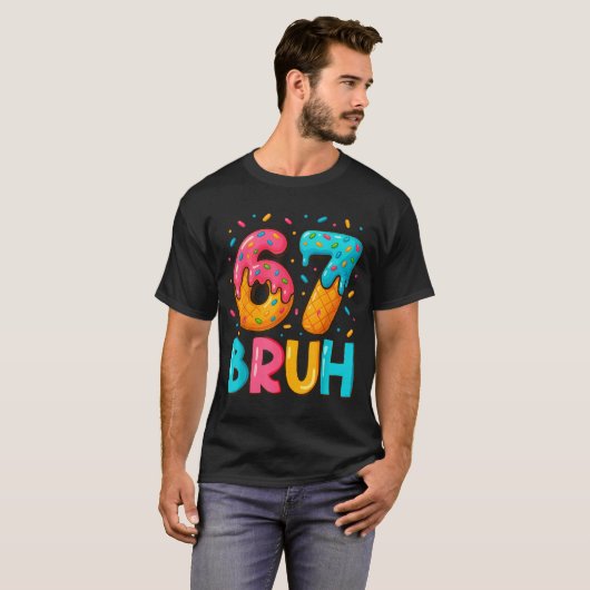 Funny Six Seven Bruh 67 Ice Cream Drip Men Boys Ki Tシャツ (正面フル)