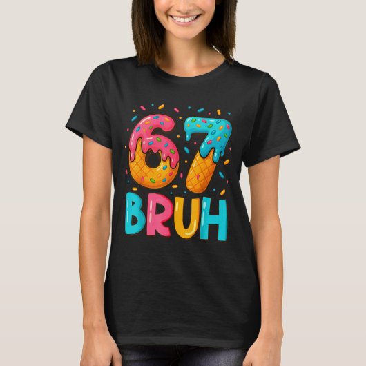 Funny Six Seven Bruh 67 Ice Cream Drip Men Boys Ki Tシャツ (正面)