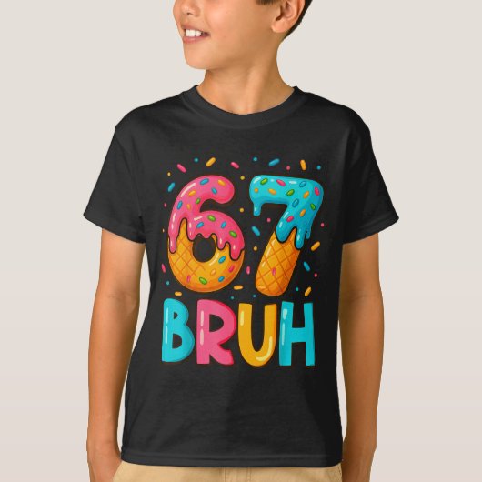 Funny Six Seven Bruh 67 Ice Cream Drip Men Boys Ki Tシャツ (正面)