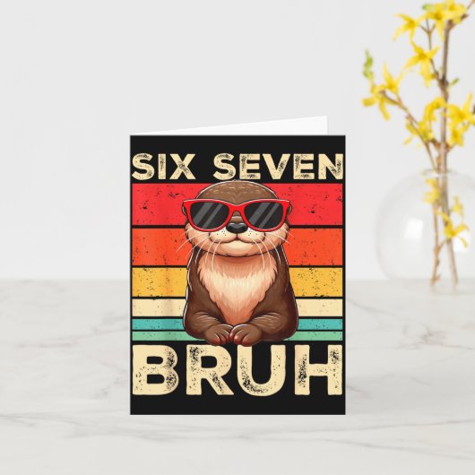 Funny Six Seven Bruh 6 7 Otter Meme Kids Boys Men  カード (黄色い花)