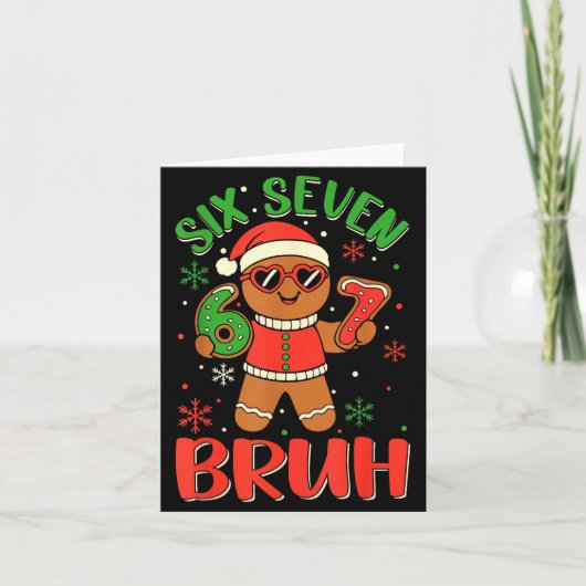 Funny Six Seven Bruh Gingerbread Christmas Costume カード (正面)