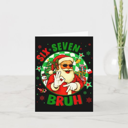 Funny Six Seven Bruh Santa Meme 67 Christmas Boy G カード (正面)
