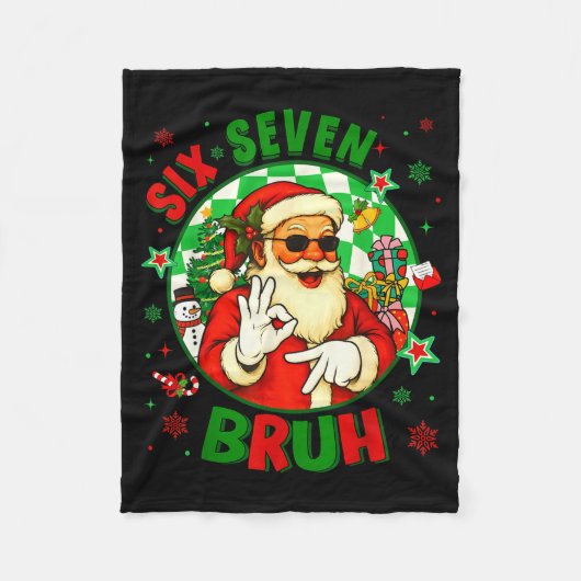 Funny Six Seven Bruh Santa Meme 67 Christmas Boy G フリースブランケット (正面)