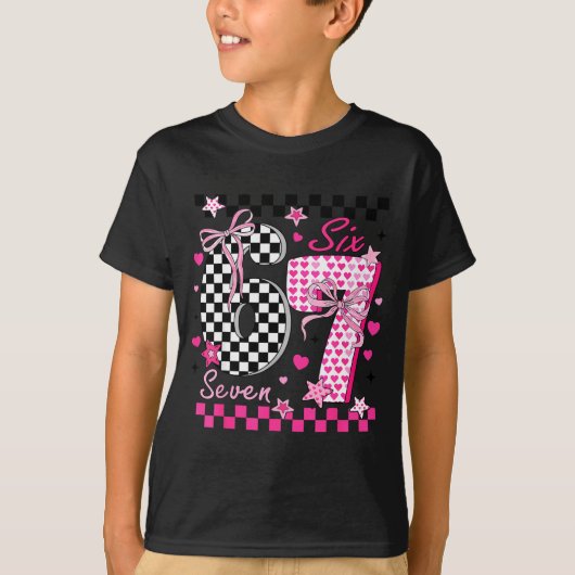 Funny Six Seven Coquette 6 7 Meme Men Women Valent Tシャツ (正面)