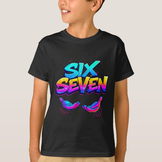 Funny Six Seven Design Graphic 67 6 7 Meme Hands G Tシャツ (正面)