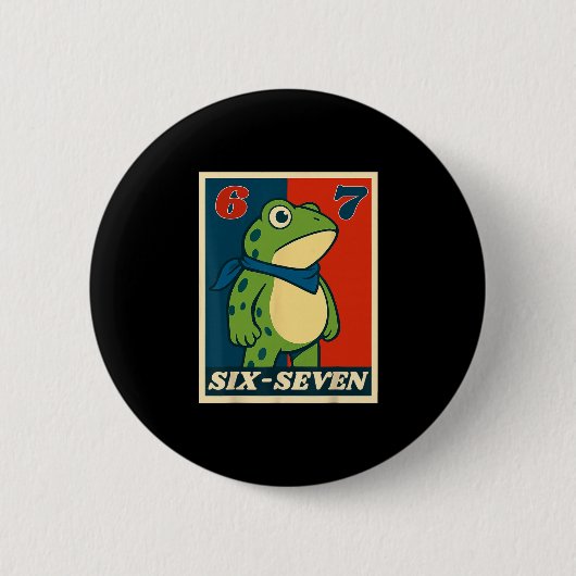 Funny Six Seven Frog 6 7 Meme Gen Alpha Slang Meme 缶バッジ (正面)