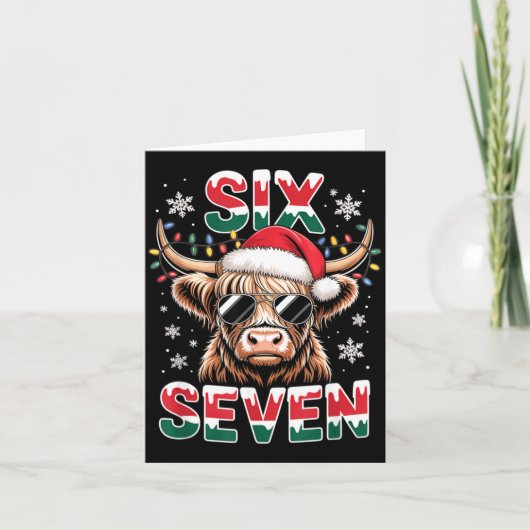 Funny Six Seven Highland Cow Christmas 67 Cool Xma カード (正面)