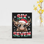 Funny Six Seven Highland Cow Christmas 67 Cool Xma カード (黄色い花)