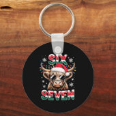 Funny Six Seven Highland Cow Christmas 67 Cool Xma キーホルダー (正面)