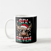 Funny Six Seven Highland Cow Christmas 67 Cool Xma コーヒーマグカップ (左)
