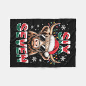 Funny Six Seven Highland Cow Christmas 67 Cool Xma フリースブランケット (正面(横))