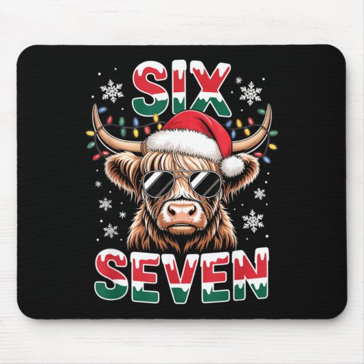 Funny Six Seven Highland Cow Christmas 67 Cool Xma マウスパッド (正面)