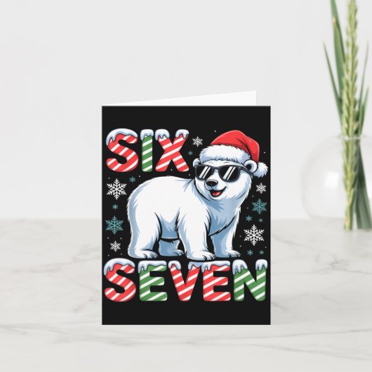 Funny Six Seven Lar Bear Christmas 67 Santa Hat Wi カード (正面)