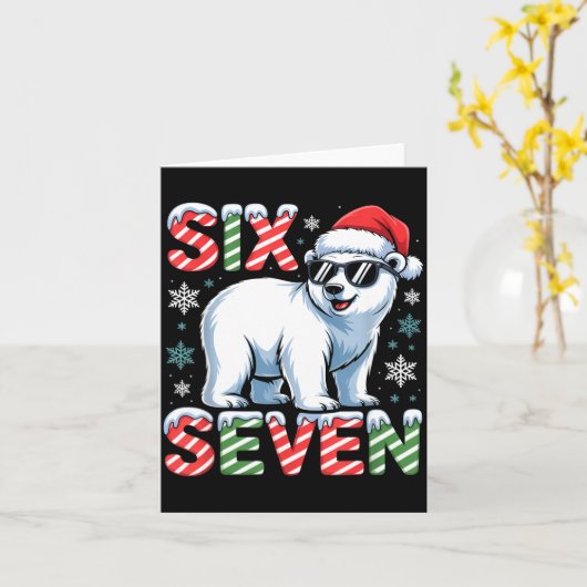Funny Six Seven Lar Bear Christmas 67 Santa Hat Wi カード (黄色い花)