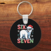 Funny Six Seven Lar Bear Christmas 67 Santa Hat Wi キーホルダー (正面)