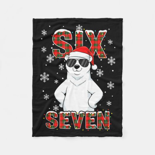 Funny Six Seven Lar Bear Christmas 67 Santa Hat Wi フリースブランケット (正面)