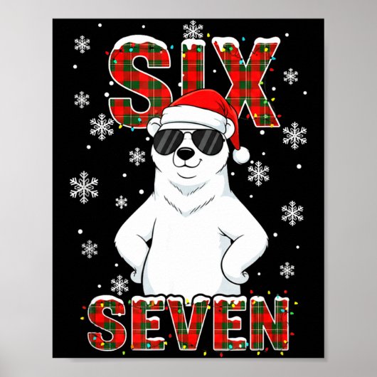 Funny Six Seven Lar Bear Christmas 67 Santa Hat Wi ポスター (正面)