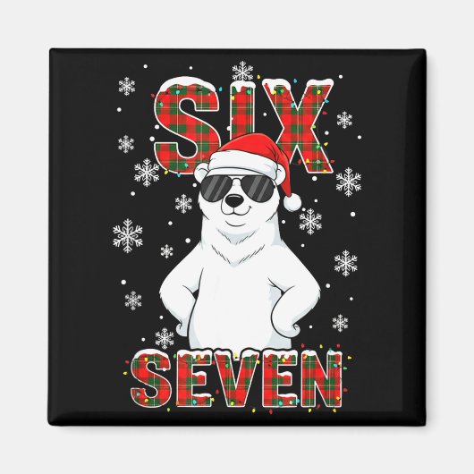 Funny Six Seven Lar Bear Christmas 67 Santa Hat Wi マグネット (正面)