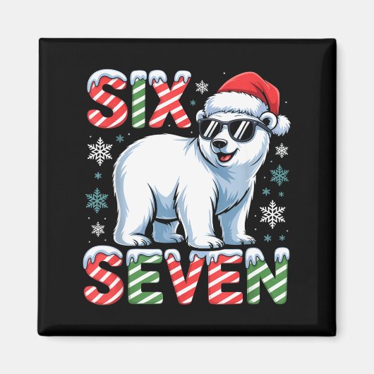 Funny Six Seven Lar Bear Christmas 67 Santa Hat Wi マグネット (正面)